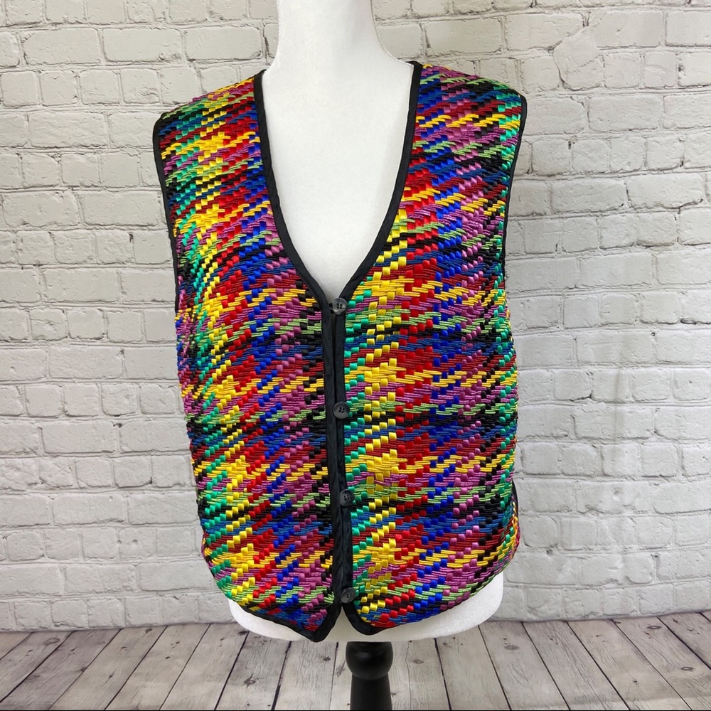 Oleg Cassini multi-color vest rainbow vintage
